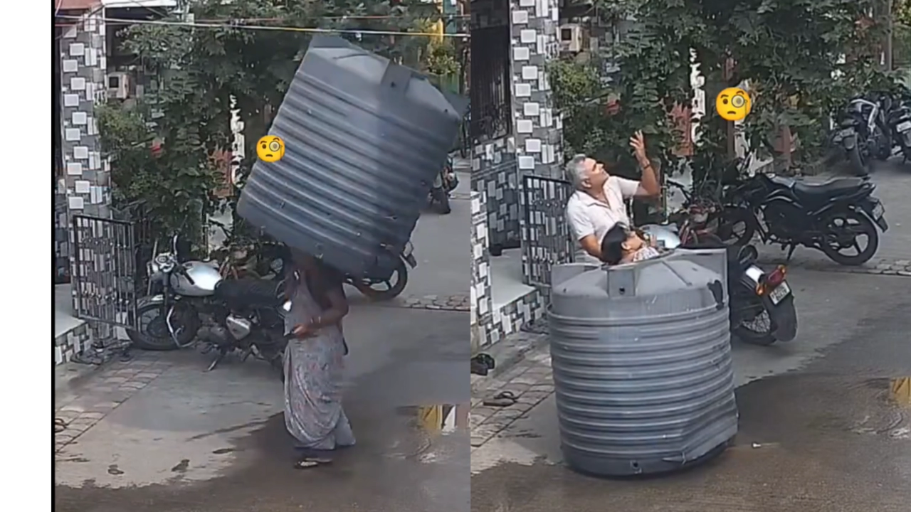 VIRAL: Woman’s Narrow Escape as Water Tank Falls – Watch Now - Tathastu